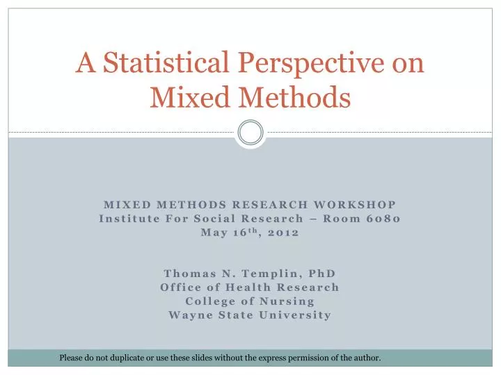a statistical perspective on mixed methods