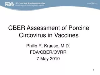 cber assessment of porcine circovirus in vaccines