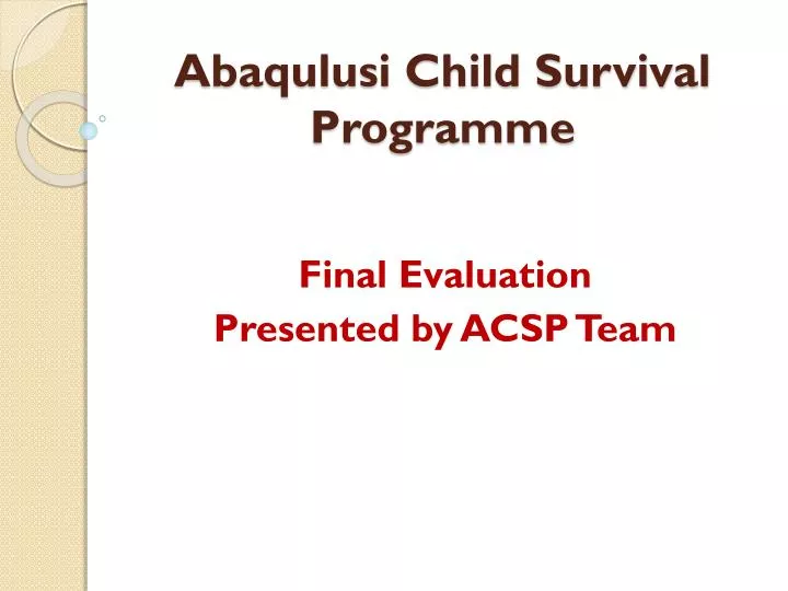 abaqulusi child survival programme