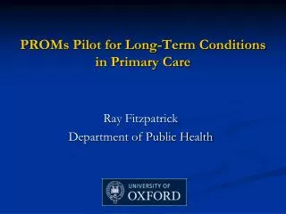 PROMs Pilot for Long-Term Conditions in Primary Care