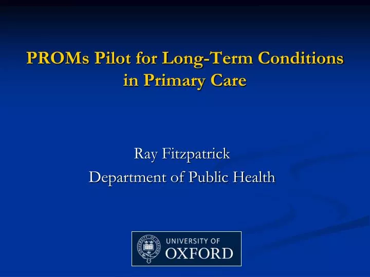 proms pilot for long term conditions in primary care