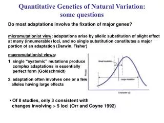 Quantitative Genetics of Natural Variation: some questions