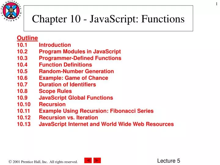chapter 10 javascript functions