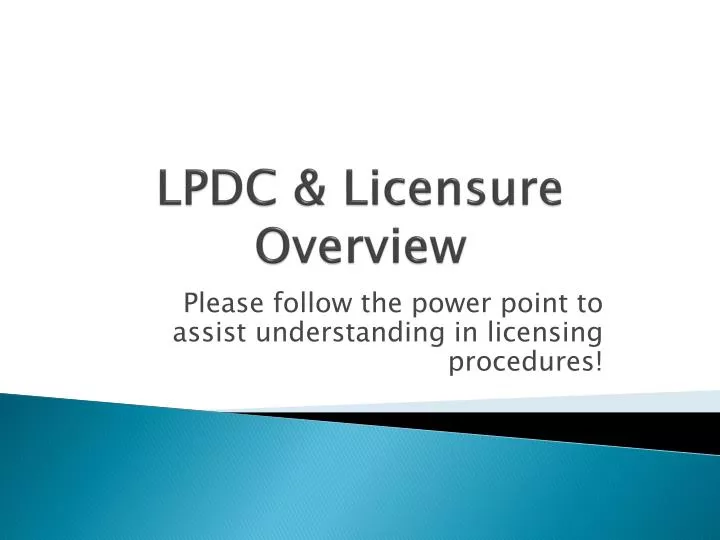 lpdc licensure overview