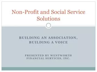 Non-Profit and Social Service Solutions