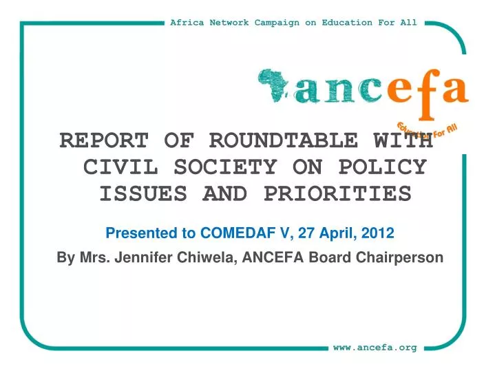 report of roundtable with civil society on policy issues and priorities