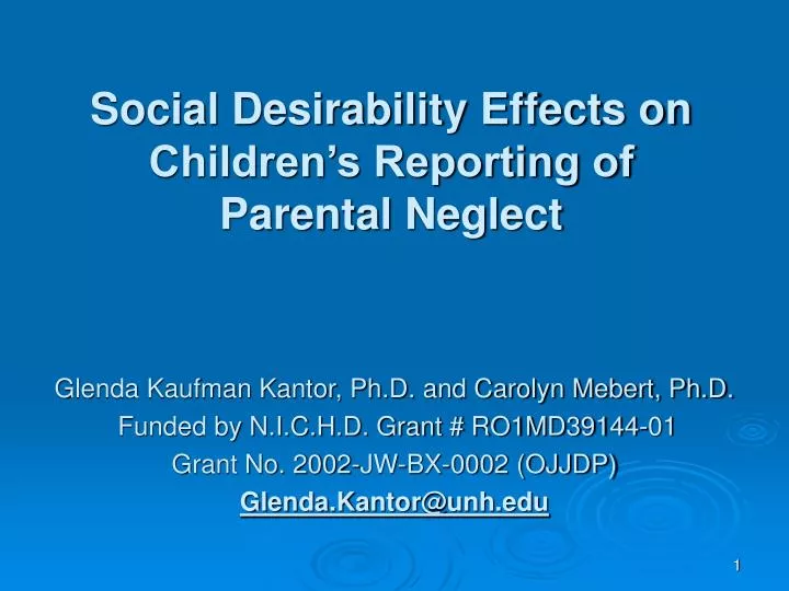 social desirability effects on children s reporting of parental neglect