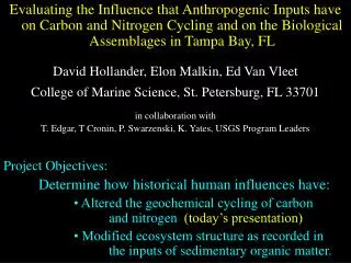 Evaluating the Influence that Anthropogenic Inputs have on Carbon and Nitrogen Cycling and on the Biological Assemblages