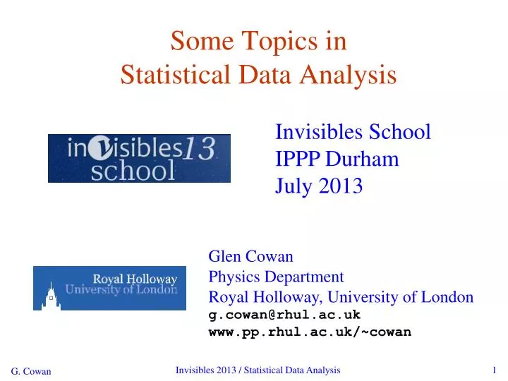 some topics in statistical data analysis