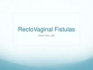 RectoVaginal Fistulas