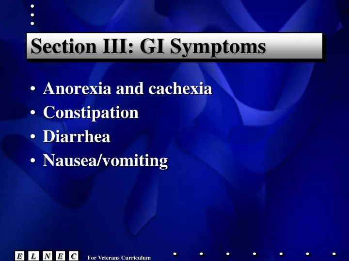 section iii gi symptoms