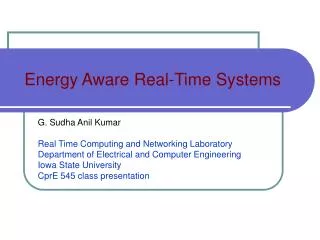 Energy Aware Real-Time Systems