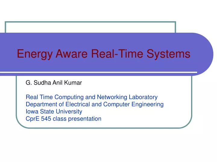 energy aware real time systems