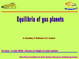 Equilibria of gas planets