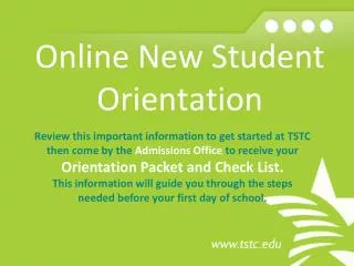 Online New Student Orientation