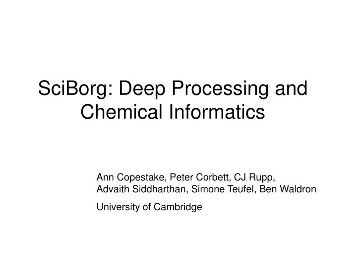 sciborg deep processing and chemical informatics