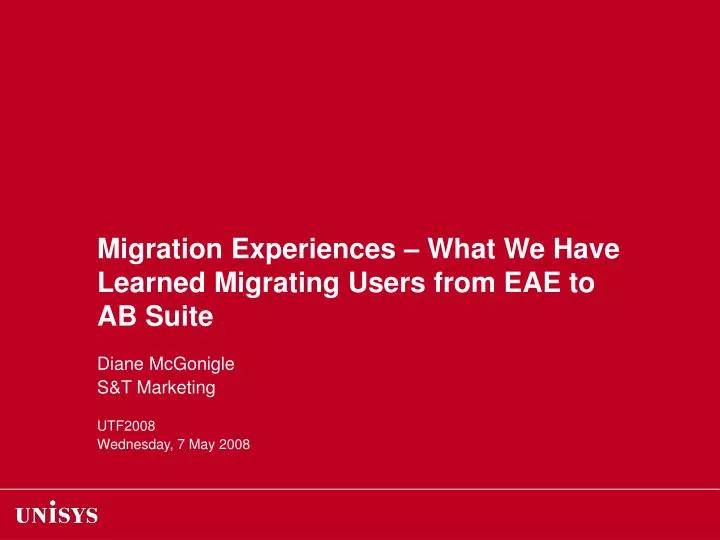 migration experiences what we have learned migrating users from eae to ab suite