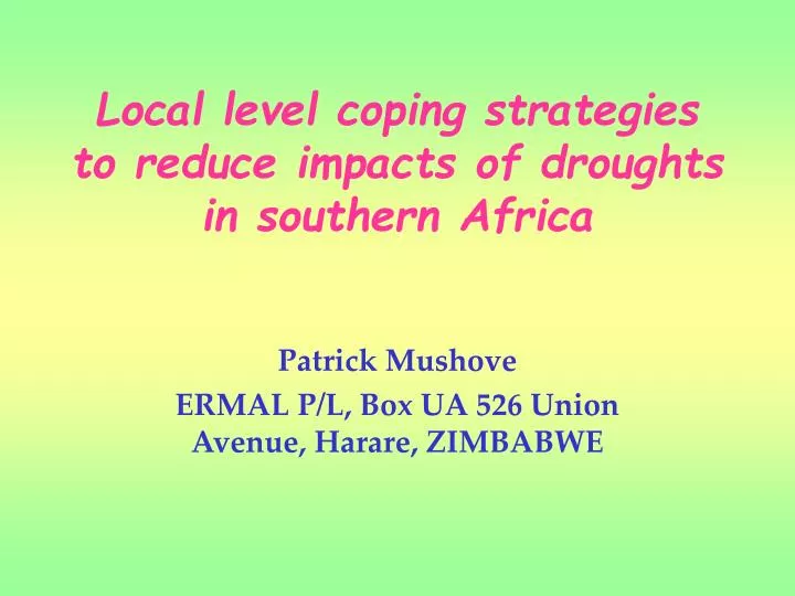 local level coping strategies to reduce impacts of droughts in southern africa