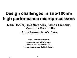 Design challenges in sub-100nm high performance microprocessors