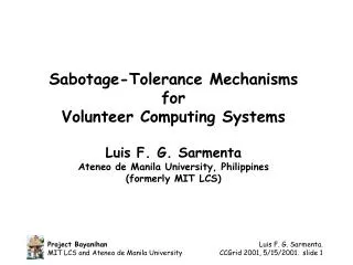 Sabotage-Tolerance Mechanisms for Volunteer Computing Systems