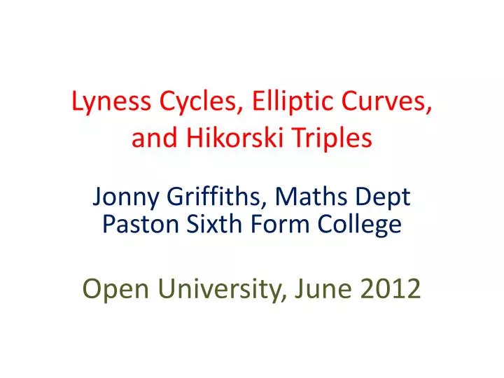 lyness cycles elliptic curves and hikorski triples