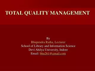 TOTAL QUALITY MANAGEMENT