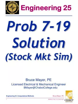 Bruce Mayer, PE Licensed Electrical &amp; Mechanical Engineer BMayer@ChabotCollege.edu