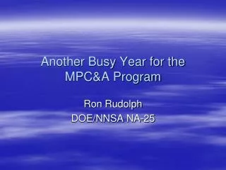 Another Busy Year for the MPC&amp;A Program
