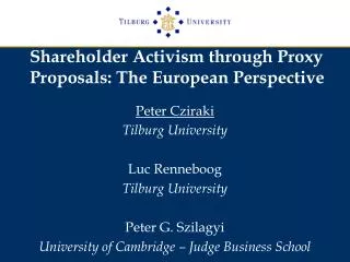 Shareholder Activism through Proxy Proposals: The European Perspective