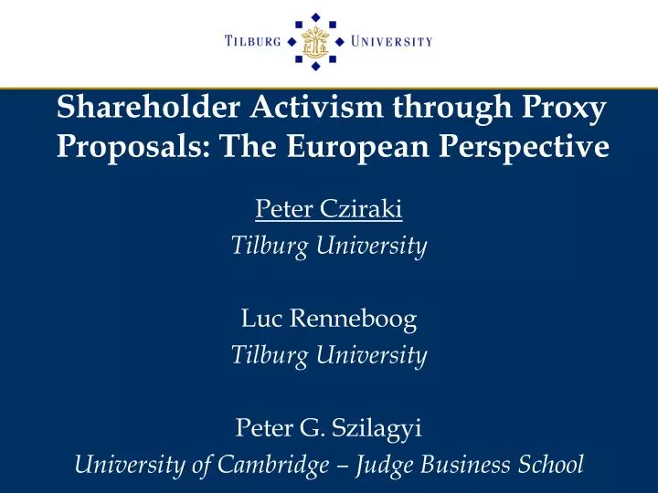 shareholder activism through proxy proposals the european perspective