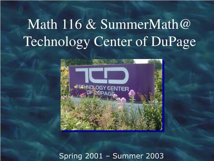 math 116 summermath@ technology center of dupage