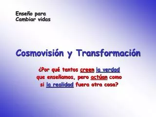 cosmovisi n y transformaci n