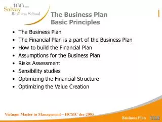 The Business Plan Basic Principles