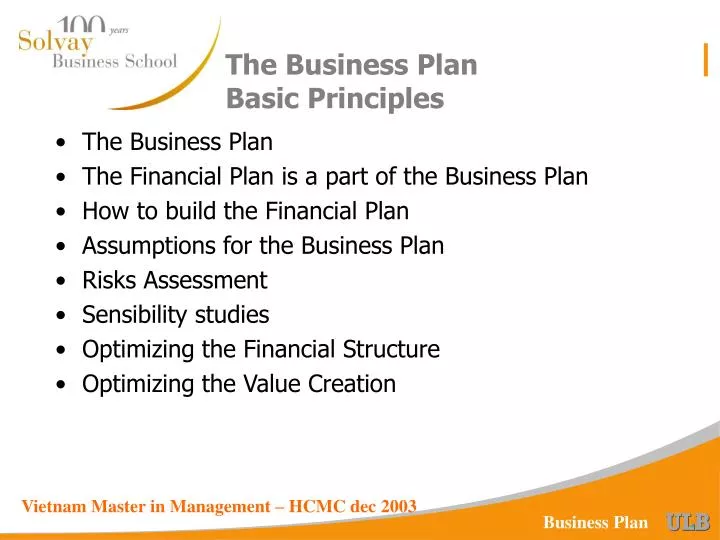 the business plan basic principles