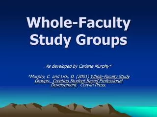 Whole-Faculty Study Groups