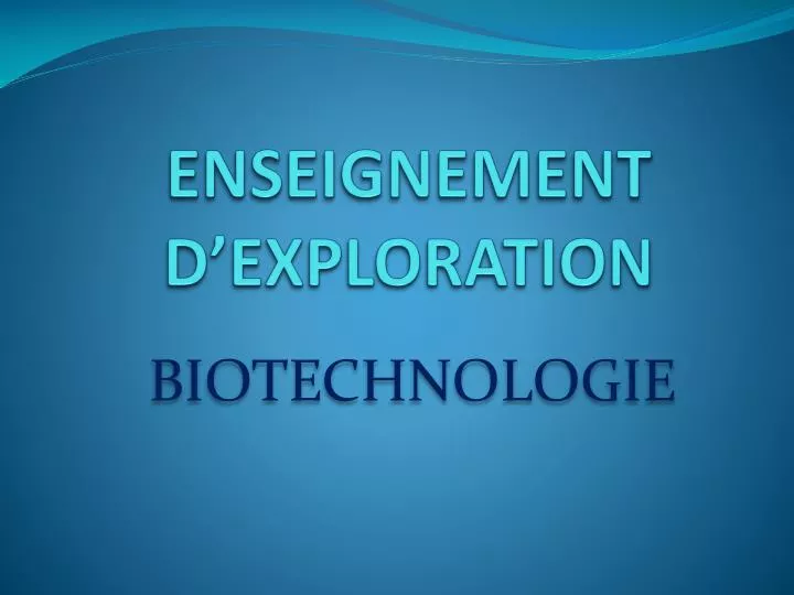 enseignement d exploration