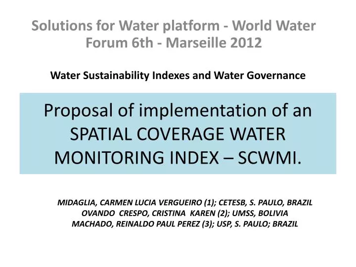 proposal of implementation of an spatial coverage water monitoring index scwmi