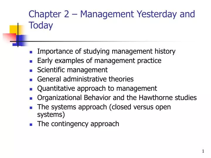 chapter 2 management yesterday and today