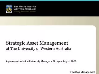 Strategic Asset Management at The University of Western Australia