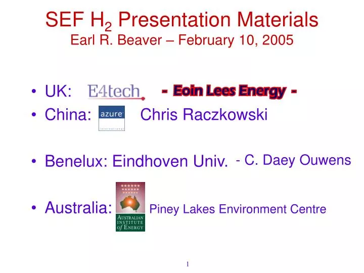 sef h 2 presentation materials earl r beaver february 10 2005