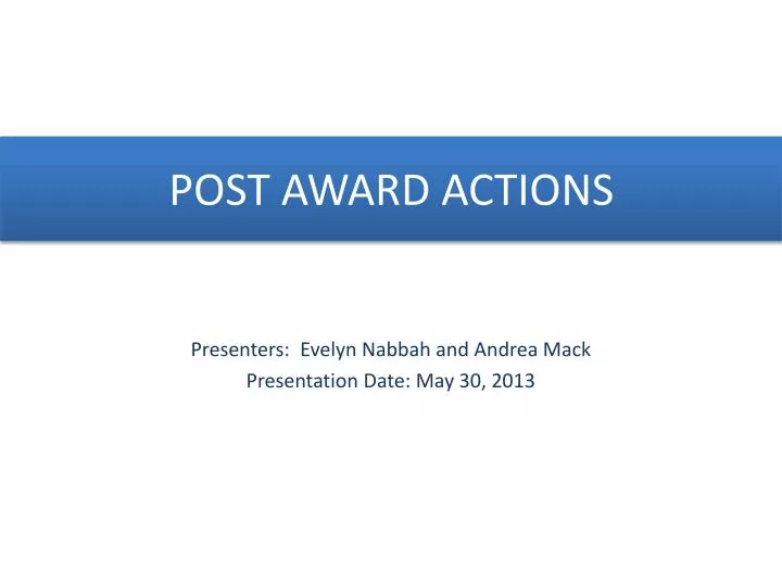 post award actions