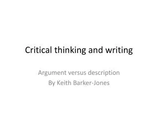 Critical thinking and writing