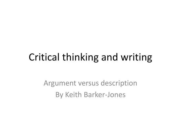 critical thinking and writing