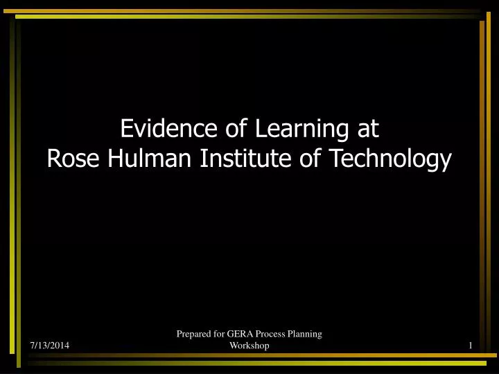 evidence of learning at rose hulman institute of technology