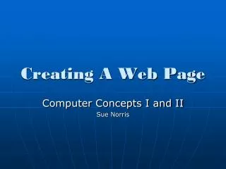 Creating A Web Page
