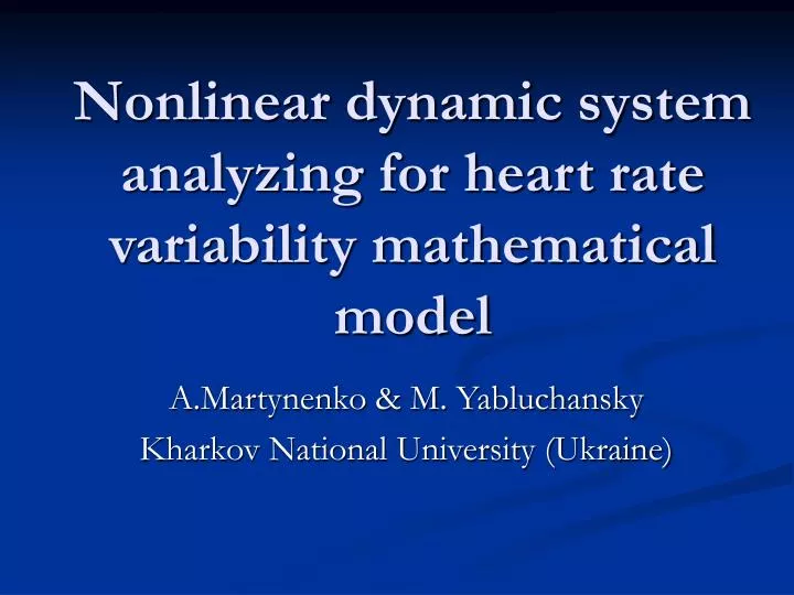 nonlinear dynamic system analyzing for heart rate variability mathematical model