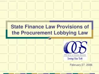 State Finance Law Provisions of the Procurement Lobbying Law