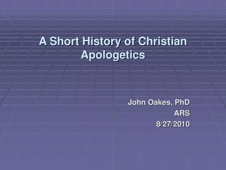 a short history of christian apologetics