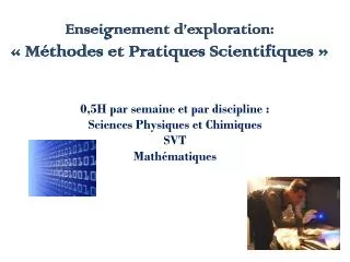 enseignement d exploration m thodes et pratiques scientifiques