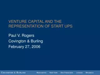 VENTURE CAPITAL AND THE REPRESENTATION OF START UPS